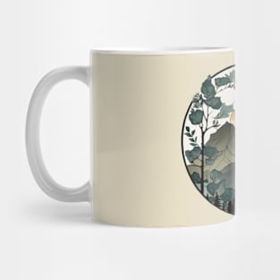 beautiful mountain view, vintage style Mug